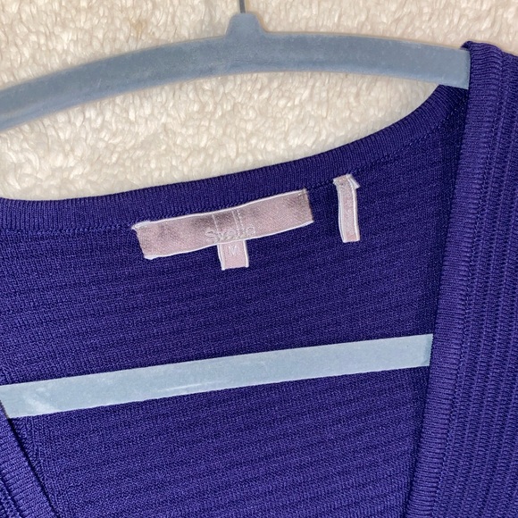 Stretta bodycon size M women’s dress, indigo colored, mild stretch front zip - Picture 2 of 4